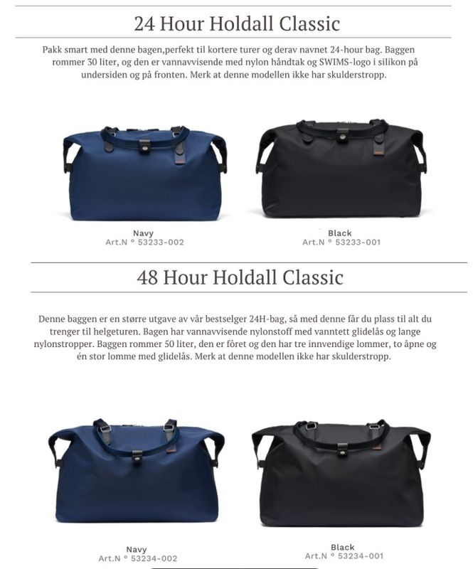 Swims 24H & 48H Weekend-bag veske og bag med logo